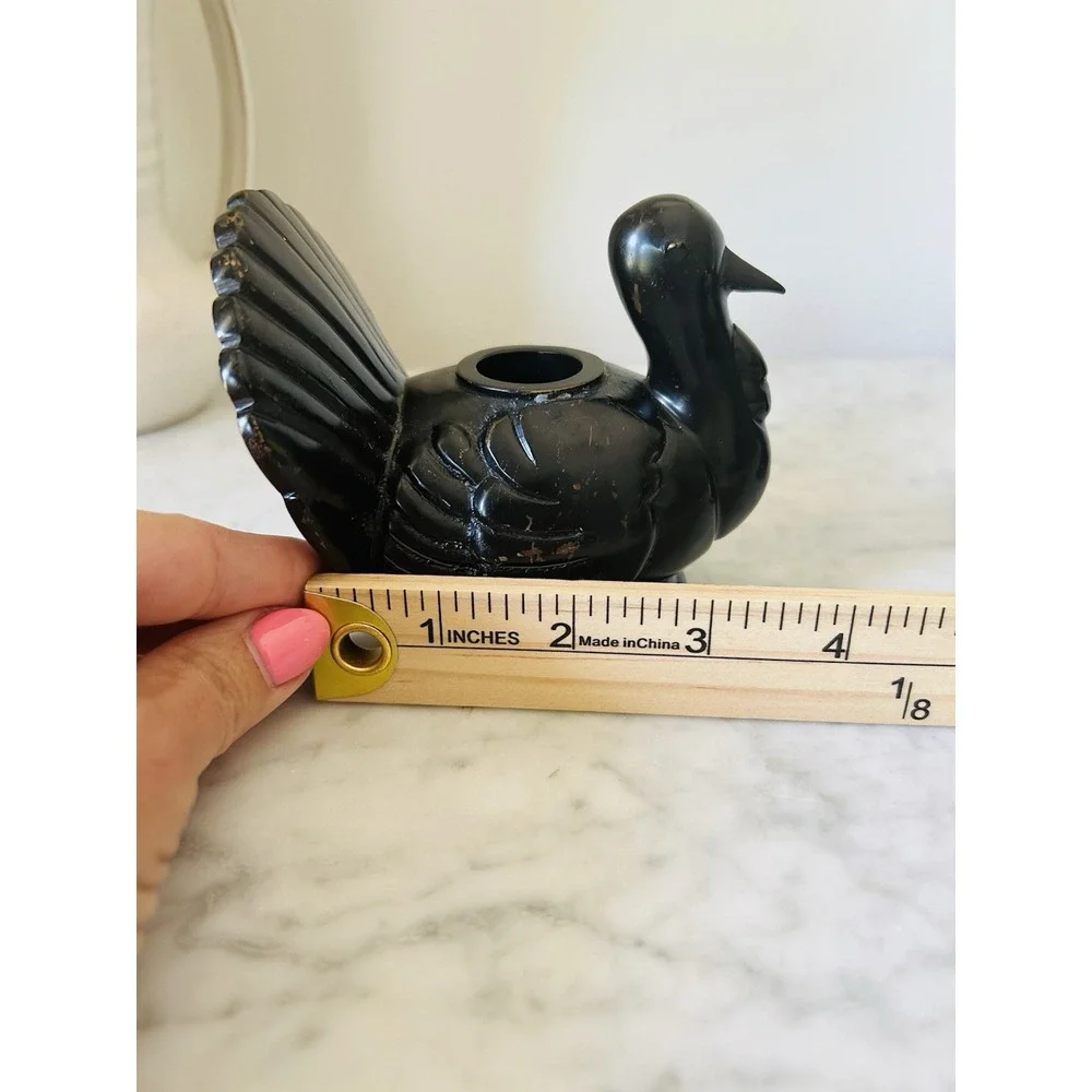 2 POTTERY BARN HEAVY BRONZE FIGURAL TURKEY TAPER CNDLE HOLDERS
